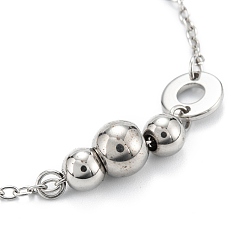 Couleur Acier Inoxydable 304 bracelets de perles en acier inoxydable, ronde, couleur inox, 8-5/8 pouce (22 cm)