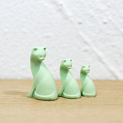 Светло-зеленый 3 размеры миниатюрных украшений в виде кошек из смолы, для украшения стола гостиной дома и сада, светло-зеленый, 14~23x9~14x5~9 мм, 3 шт / комплект