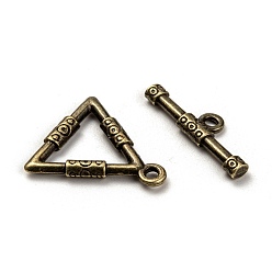 Antique Bronze Tibetan Style Alloy Toggle Clasps, Triangle, Cadmium Free & Nickel Free & Lead Free, Antique Bronze, 23x21.5x3mm, Hole: 2mm