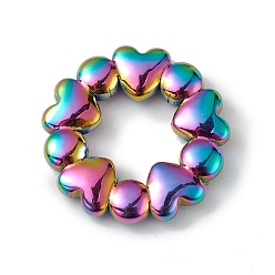 Rainbow Color Revestimiento iónico (ip) 304 anillos de unión de acero inoxidable, anillo del corazón, color del arco iris, 18x3 mm, diámetro interior: 8.5 mm