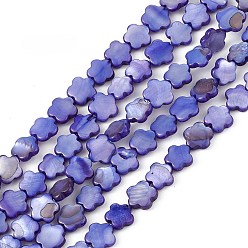 Azul de la Pizarra Hebras de cuentas teñidas de concha natural de agua dulce, flor, azul pizarra, 8x8.5x3 mm, agujero: 0.6 mm, sobre 49 unidades / cadena, 15.35'' (39 cm)