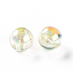 Pale Green Transparent Acrylic Beads, AB Color Plated, Round, Pale Green, 10x9mm, Hole: 2mm, about 940pcs/500g