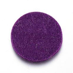 Púrpura Almohadillas de perfume de fibra, Almohadillas para locket de difusores de aceites esenciales, plano y redondo, púrpura, 30x3 mm