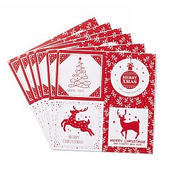 Red Christmas Theme Self-Adhesive Stickers, for Party Decorative Presents, Square, Red, 109x109x0.2mm, sticker: 50x50mm, 4pcs/sheet