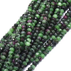 Ruby in Zoisite Natural Ruby in Zoisite Beads Strands, Faceted, Rondelle, 5x3~3.5mm, Hole: 0.8mm, about 106pcs/strand, 15.43''(39.2cm)