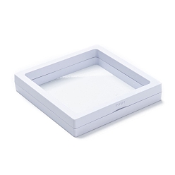 White Square Transparent PE Thin Film Suspension Jewelry Display Box, for Ring Necklace Bracelet Earring Storage, White, 11x11x2cm