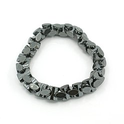 Black Fashion Non-Magnetic Synthetic Hematite Stretchy Bracelets, Black, 47mm