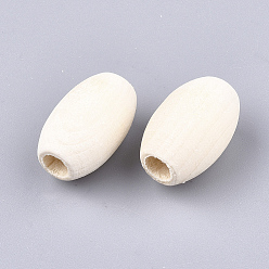 Cordón Viejo Cuentas de madera natural sin terminar, cuentas de madera de rugby en forma de huevo, oval, encaje antiguo, 18.5~19x12 mm, agujero: 4.5 mm