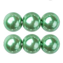 Spring Green Eco-Friendly Glass Pearl Beads Strands, Grade A, Round, Dyed, Cotton Cord Threaded, Spring Green, 10mm, Hole: 1.2~1.5mm, about 42pcs/strand, 15.7 inch