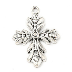 Antique Silver Tibetan Style Alloy Pendants, Cross, Antique Silver, 36.5x32x3.5mm, Hole: 2mm, 95pcs/500g
