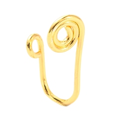 Golden Brass Nose Rings, Nose Cuff Non Piercing, Clip on Nose Ring for Women Men, Vortex, Golden, 14x6x7mm, Hole: 1.5mm
