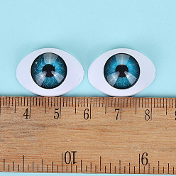Deep Sky Blue Craft Plastic Doll Eyeballs, Halloween Horor Props, Horse Eye, Deep Sky Blue, 16x23mm