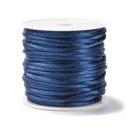 Medium Blue Macrame Rattail Chinese Knot Making Cords Round Nylon Braided String Threads, Satin Cord, Medium Blue, 2mm, about 10.93 yards(10m)/roll