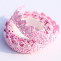 Pink Handwork Cotton Lace Trim, Hollow Style, Fat, Pink, 5/8 inch(16mm), about 2.19 Yards(2m)/Roll