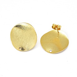 Golden Brass Stud Earrings Findings, with Loop, Cadmium Free & Nickel Free & Lead Free, Long-Lasting Plated, Flat Round, Real 18K Gold Plated, 20x1mm, Hole: 1.5mm