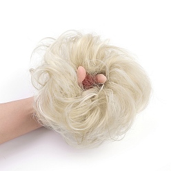 Antique White Synthetic Hair Bun Extensions, Hairpieces For Women Bun, Hair Donut Updo Ponytail, Heat Resistant High Temperature Fiber, Antique White, 15cm