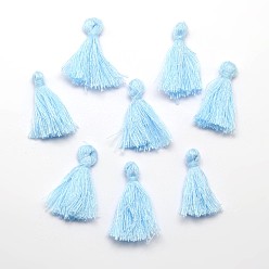 Pale Turquoise Cotton Thread Tassels Pendant Decorations, Pale Turquoise, 25~31x5mm, about 39~47pcs/bag