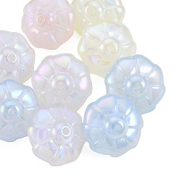 Mixed Color Rainbow Iridescent Plating Acrylic Beads, Glitter Beads, Flower, Mixed Color, 23.5x23.5x15mm, Hole: 2mm