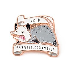 Gray Mouse Enamel Pin, Rose Gold Plated Alloy Word Mood Perpetual Screaming Badge for Backpack Clothes, Gray, 25x31x1.5mm