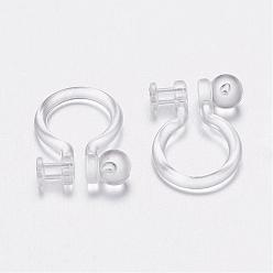 Clear Plastic Clip-on Earring Findings, Clear, 11x8mm, Hole: 0.75mm, Ball: 3mm