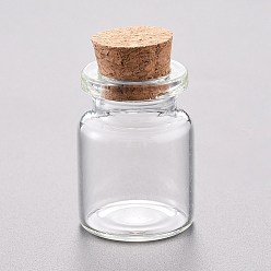 Clair Perle de verre conteneurs, avec bouchon en liège, souhaitant bouteille, clair, 2.2x3 cm, capacité: 5 ml (0.17 fl. oz)