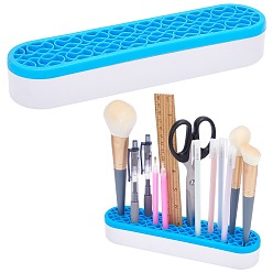 Синий Многоцелевой пластиковый ящик для хранения из полипропилена gorgecraft, для держателя косметики, держатель ручки, держатель для зубных щеток, держатель для губной помады, колонка, синие, 21x3.5x4.9 см