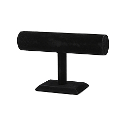 Черный Бархатный браслет T бар дисплей, дерева и картона, чёрные, 24x14.5 см, трубка: 5x24 см