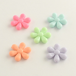 Mixed Color Opaque Acrylic Flower Beads, Mixed Color, 24x5mm, Hole: 2mm, about 450pcs/500g