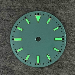Dark Cyan Luminous Glow in the Dark Brass Clock Face Dial, Flat Round, Dark Cyan, 29mm