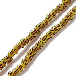 Goldenrod Handmade Lampwork Beads Strands,  3 Tone, Column, Goldenrod, 4~5.5x2~4mm, Hole: 1.8mm, about 130pcs/strand, 14.96~15.16 inch(38~38.5cm)