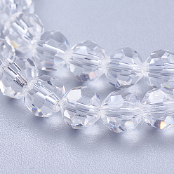 Clair Imitation brins de perles de cristal autrichien, grade de aaa, facettes (32 facettes) rondes, clair, 8mm, Trou: 0.9~1mm, Environ 50 pcs/chapelet, 15.7 pouce