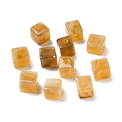Goldenrod Transparent Acrylic Beads, Cube, Goldenrod, 8x8x9mm, Hole: 2mm, about 920~940pcs/500g