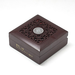 Brun De Noix De Coco Boîtes de bracelet en bois, avec un chiffon à l'intérieur, carrée, brun coco, 10.5x10.5x4.5 cm