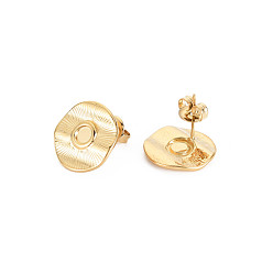 Real 14K Gold Plated Ion Plating(IP) 304 Stainless Steel Stud Earring Findings, Earring Setting for Enamel, with Ear Nuts, Flat Round, Real 14K Gold Plated, 16mm, Pin: 0.7mm, Tray: 4mm