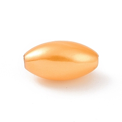 Orange Perles de nacre en plastique ABS, riz, orange, 13.5x7.5mm, Trou: 1.6mm, environ1428 pcs / 500 g