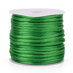 Lime Green Nylon Cord, Satin Rattail Cord, for Beading Jewelry Making, Chinese Knotting, Lime Green, 2mm, about 10.93 yards(10m)/roll