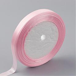 Pink Односторонняя атласная лента, Полиэфирная лента, розовые, 1 дюйм (25 мм) шириной, 25yards / рулон (22.86 м / рулон), 5 рулоны / группа, 125yards / группа (114.3 м / группа)