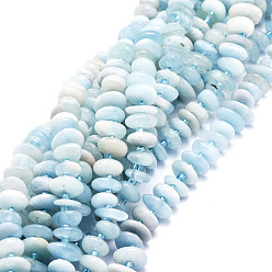 Aigue-marine Aigue-marine naturelle brins de perles, nuggets, 8~11x9~14x1.5~5mm, Trou: 0.8mm, Environ 74 pcs/chapelet, 15.55'' (39.5 cm)