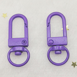 Medium Purple Alloy Swivel Push Gate Snap Clasps, Lanyard Ring Clasps, Medium Purple, 34x13.5x6mm, Hole: 10x7.5mm