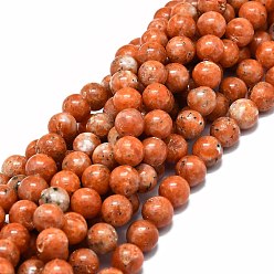 Кальцит Натуральные оранжевые кальцитовые шарики, круглые, 10 мм, отверстие : 1 мм, около 39 шт / нитка, 15.55'' (39.5 см)