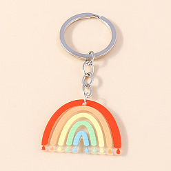 Colorido Llavero con colgante de arcoíris acrílico, llavero de hierro, colorido, 8 cm