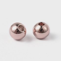 Rose Gold Round Ion Plating(IP) 202 Stainless Steel Beads, Rose Gold, 5x4.5mm, Hole: 1.5mm