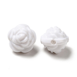 White Opaque Acrylic Beads, Flower, White, 11mm, Hole: 1.8mm, about 836pcs/500g