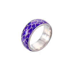 Azul Violeta Anillo de dedo esmaltado luminoso que brilla en la oscuridad, anillos de acero inoxidable para mujer, Violeta Azul, tamaño de EE. UU. 9 (18.9 mm)