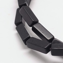 Черный Синтетическое окрашенных бирюзовый прямоугольник бисера прядь, чёрные, 12x4x4 мм, отверстие : 1 мм, около 33 шт / нитка, 15.3 дюйм