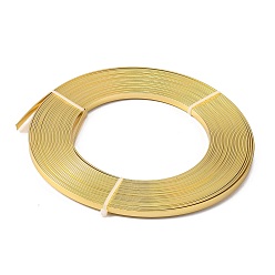 Золотистый Алюминиевая проволока, гибкая металлическая проволока, плоская проволока, ободок для изготовления украшений из кабошонов, золотые, 5x1 мм, около 32.8 футов (10 м) / рулон