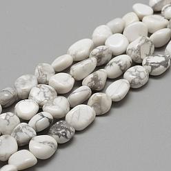 Howlite Natural Howlite Beads Strands, Oval, 8~15x7~12x4~12mm, Hole: 1mm, about 30~45pcs/strand, 15.7