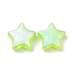 Jaune Vert Perles acryliques transparentes écologiques, étoiles, couleur ab , jaune vert, 10x4mm, Trou: 1.5mm, environ2250 pcs / 500 g