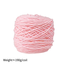 Pink Hilo de algodón con leche de 190g y 8capas para alfombras con mechones, hilo amigurumi, hilo de ganchillo, para suéter sombrero calcetines mantas de bebé, rosa, 5 mm