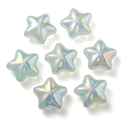 Aigue-marine Placage uv arc-en-ciel irisé imitation gelée perles acryliques, étoiles, aigue-marine, 19x20x9mm, Trou: 2mm